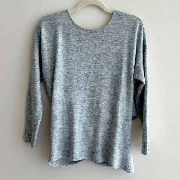 Pure / US Collection Grey Cross Front Sweater, Cozy Trendy Fall Knit, Medium - Picture 12 of 16